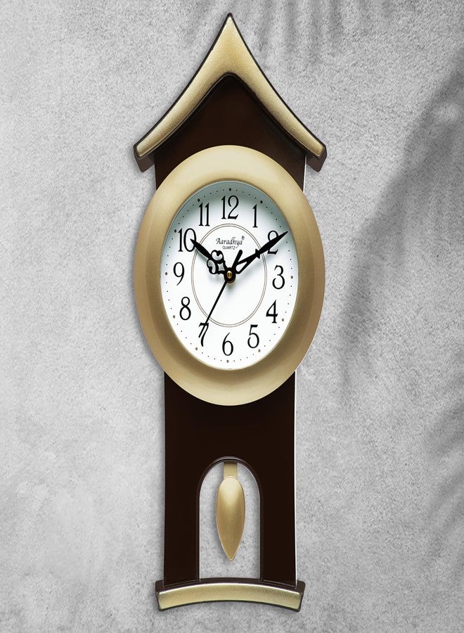 Harbour Analog Latest Stylish New Models Wall Clock with Pendulum for Home Living Room Hall Bedroom (Size Height 40 CM X Width 17.5 CM)- Home Decor Big Size Wall Clock chbnb (Golden) - Image 3